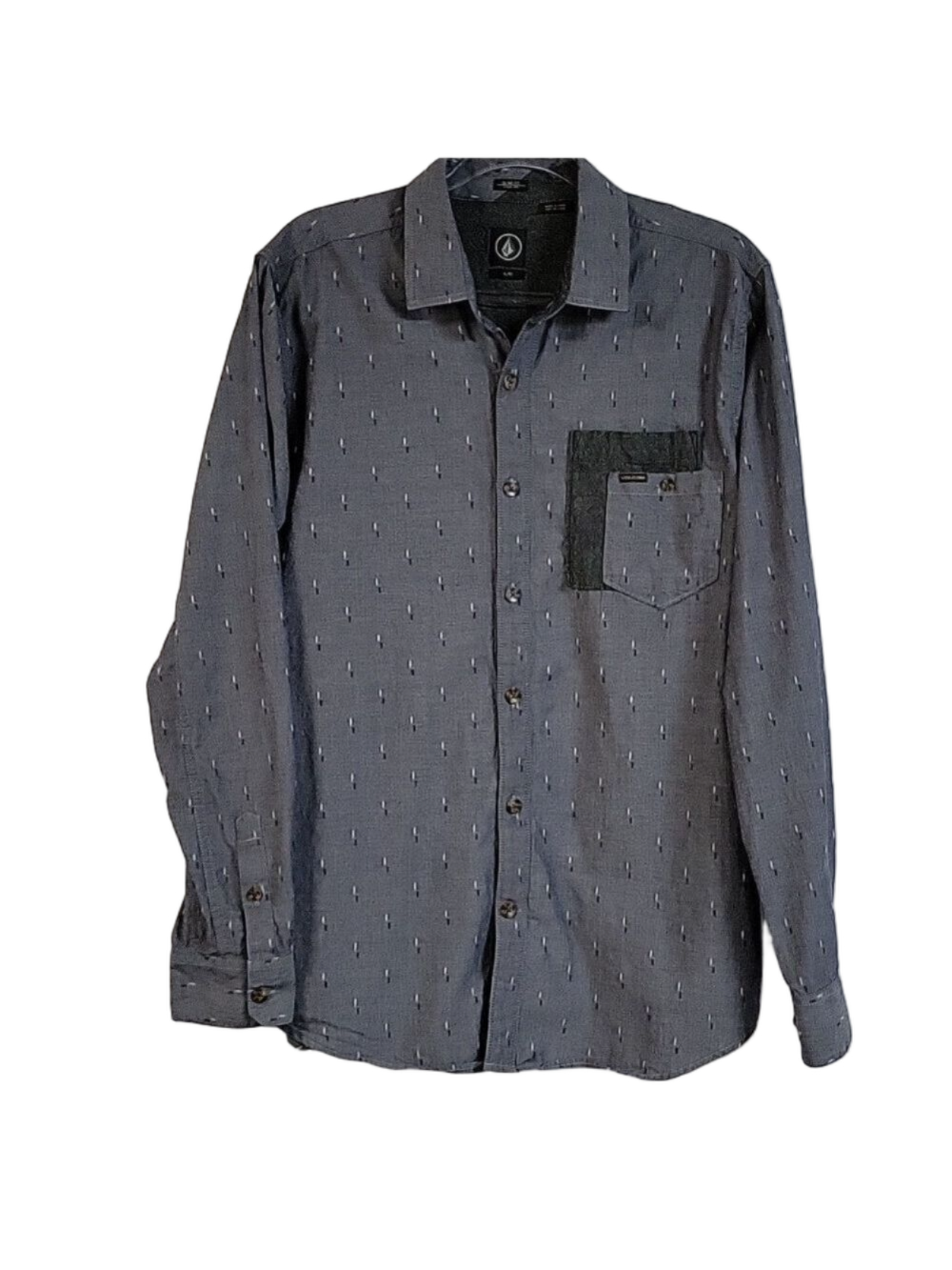 Volcom Men's Blue Long-Slvd Boho Button-Down Shirt, Slim Fit, Size XL